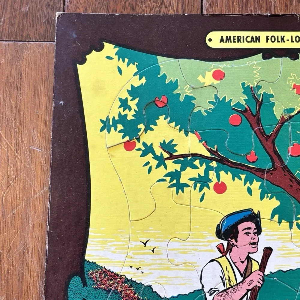 VTG 1960 MCM 60s Johnny Appleseed Interlocking Picture Puzzle‎ Folk-Lore Series